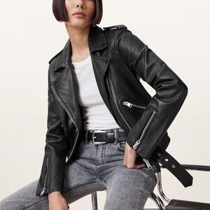 All Saints Black Leather Biker Jacket
